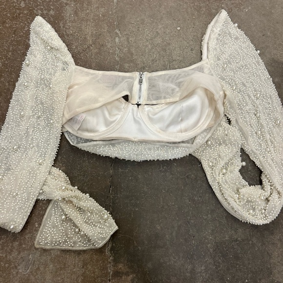 Oh polly pearl beaded cropped top bachelorette bridal - Picture 6 of 6